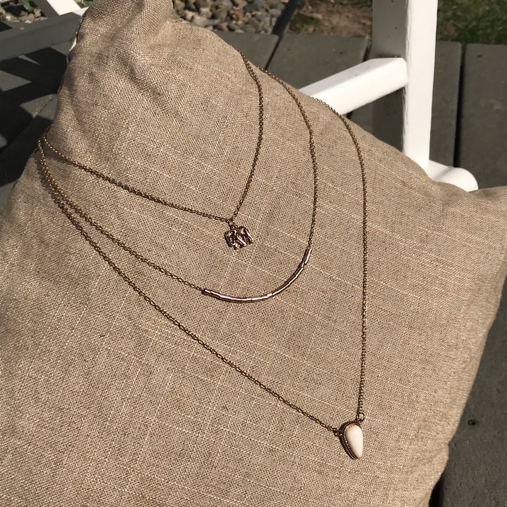 Three Chain Elephant Necklace